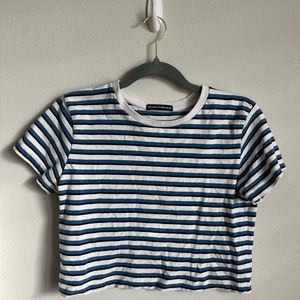 Brandy Melville Black and Blue Stripped Crop Top
